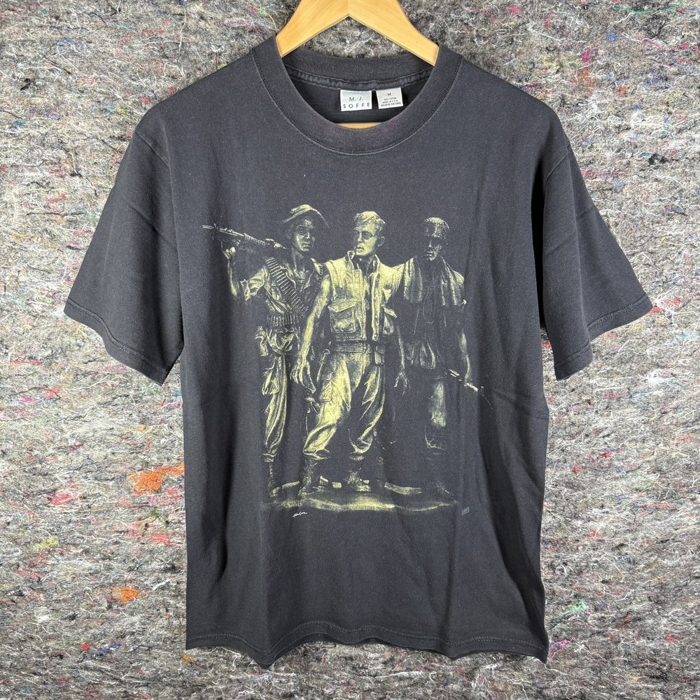 Vintage Vietnam War‎ Memorial Shirt Mens Medium Three Soldiers Statue Art 90s